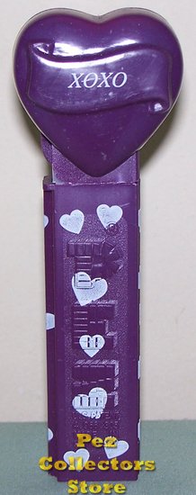 (image for) 2005 XOXO Heart Pez Purple printed stem Loose - Click Image to Close