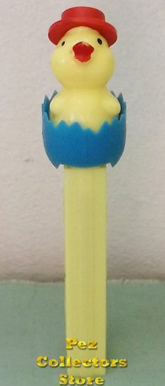 (image for) Light Yellow Chick in Blue Soft Shell Egg Pez on Lt. Yellow NF Austria