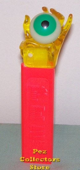 (image for) Yellow Crystal Hand Psych Eye Pez on Neon Red Stem Loose