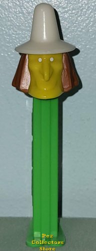 (image for) Misfit Witch Pez Yellow Face White Hat on Green Stem Loose