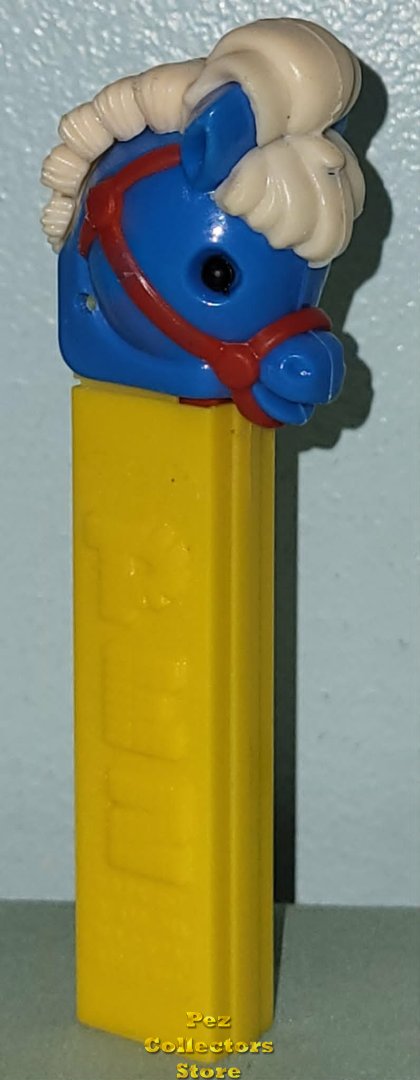 (image for) Blue Pony Go Round Pez Red Bridle White Mane on Yellow 2.6 Austria NF Stem