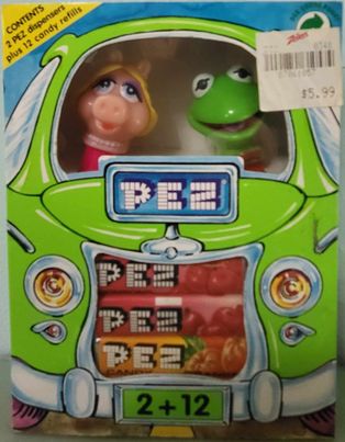 2 + 12 Green Car Box with Miss Piggy and Kermit Pez - $30.00 : Pez