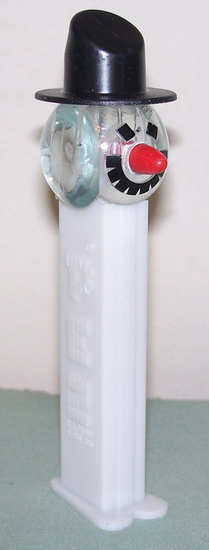 Blue Tint Crystal Snowman B Pez with Black Hat Loose - $30.00