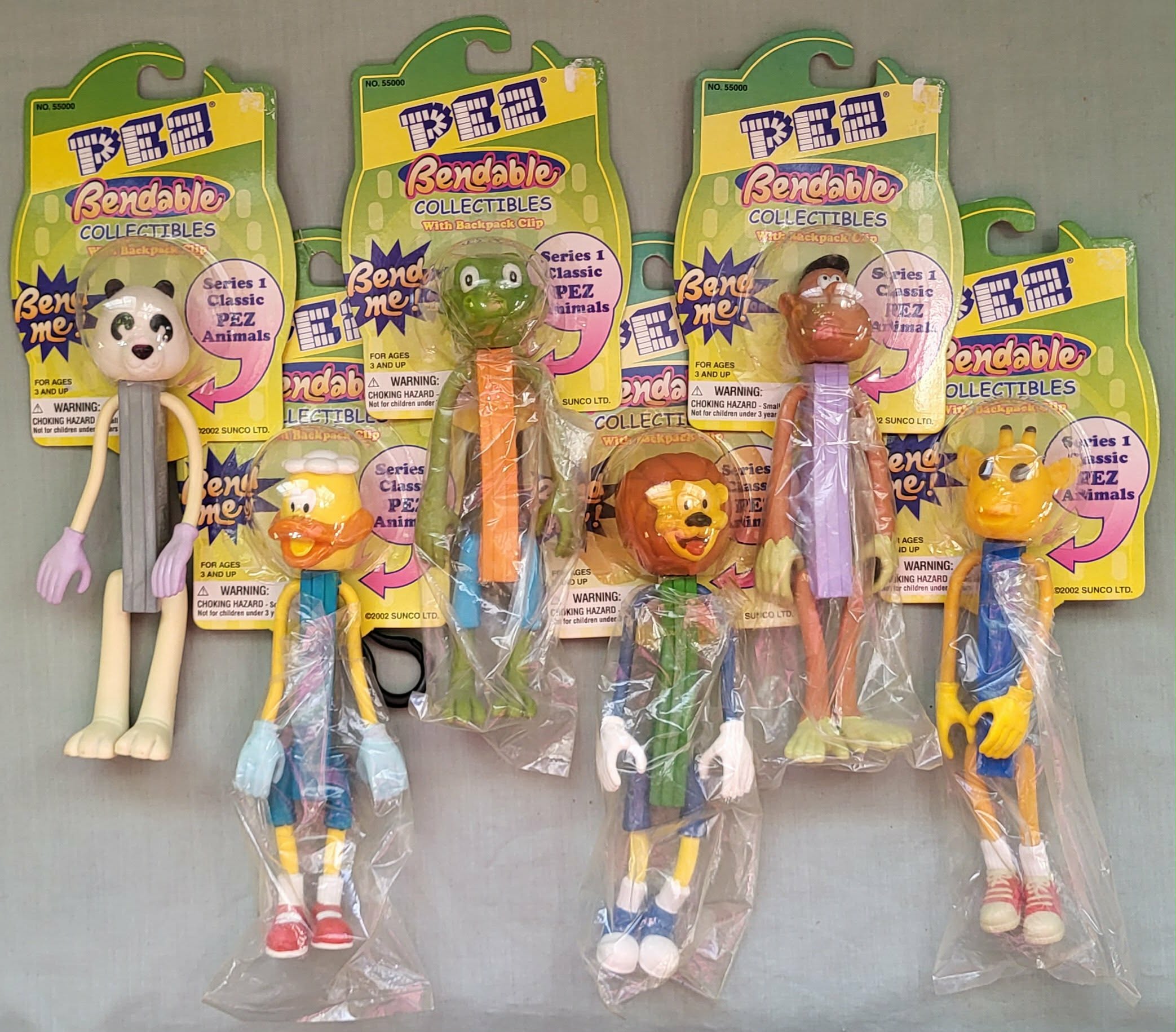 Pez Bendable Collectibles with Backpack Clip Series 1 Animals Set