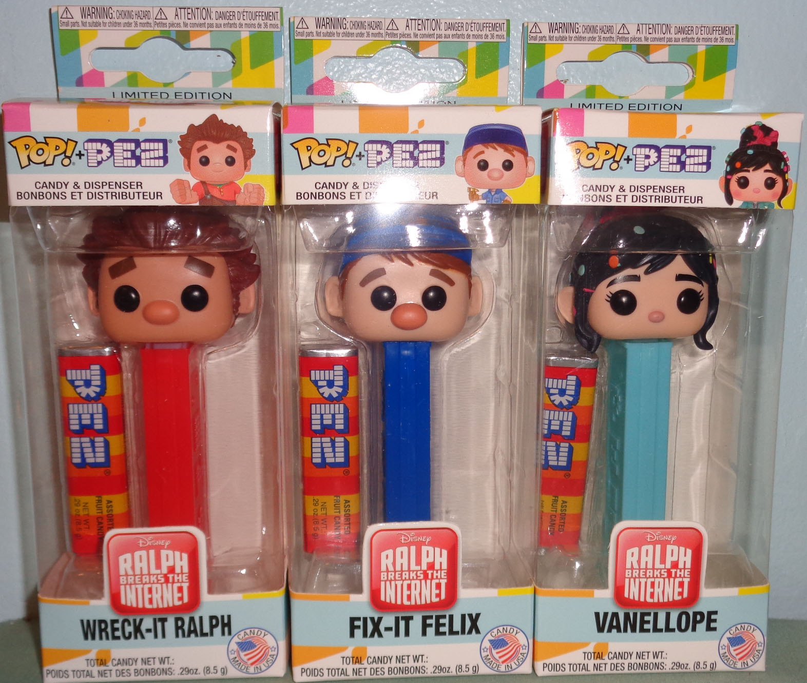 Funko POP PEZ Dispensers Wreck-It Ralph Vanellope, Fix-it-Felix+ SET OF 3 