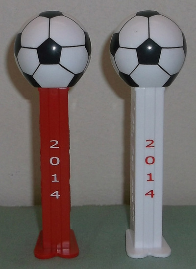 (image for) 2014 Swiss Soccer Ball Pez Red and White pair Loose - Click Image to Close