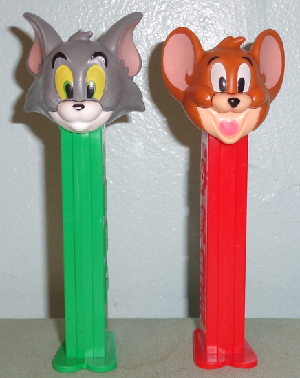 Super New Tom & Jerry Unopened PEZ Dispenser Set Europe Red Jerry & Green Tom 