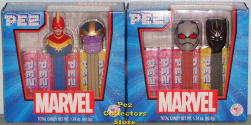 Marvel Pez Twin Pack Pair - Captain Marvel/Thanos and Ant Man/Black Panther