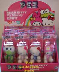 Hello Kitty My Melody and Keroppi Plush Pez Set