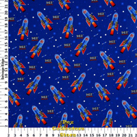 Blue Rocket Pez 100% cotton Broadcloth fabric