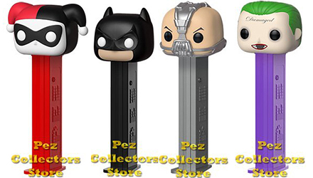 DC Harley Quinn, Dark Knight Batman, Dark Knight Rises Bane, Suicide Squad Joker POP! PEZ