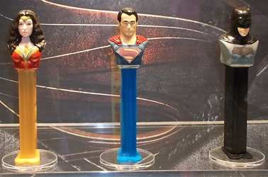 Sweet and Snack Expo Mockups for Justice League Pez Batman, Superman and Wonder Woman