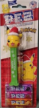 2025 Happy Holidays Pikachu Pez Green Stem with Snowflakes MOC