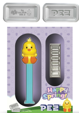 PAMP Suisse Easter Chick with Silver Pez Candies