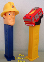 European Fireman Sam and Jupiter the Fire Truck Pez Loose