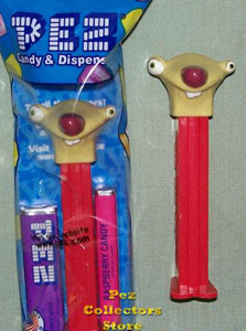 Sid the Sloth Pez with eyelid on red stem