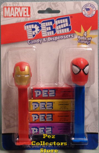 Marvel Ironman and Spiderman Pez Double Card