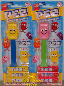 Yellow and Pink Candy Mascots Pez Mint on Card