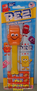 Orange Pez Candy Brick Mascot Pez Mint on Card
