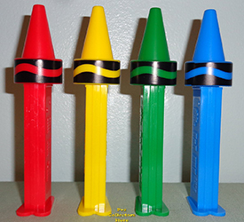 Crayola Crayon Red, Yellow, Green and Blue Pez Loose