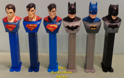 New USA(far left and far right), Old USA and New European (center) Superman and Batman