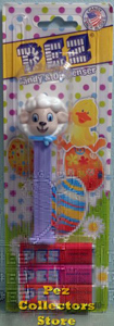 Easter Lamb Pez with Blue Eyes and Scarf Mint on Card