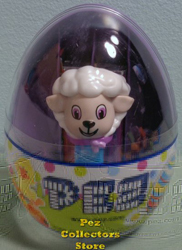 Mini Easter Lamb Pez with Purple Eyes and Kerchief in Egg