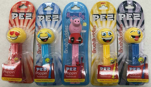 Brush Buddies Pez Emoji and Peppa Pig Toothbrushes