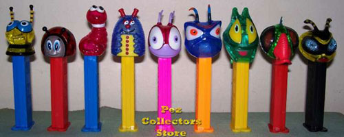 9 crystal Bugz pez set