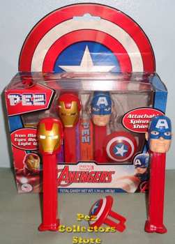 Marvel Avengers Interactive Pez Twin Pack with light up eyes and spinning shield