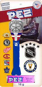 Original 6 NHL Team Logos on Pez Card