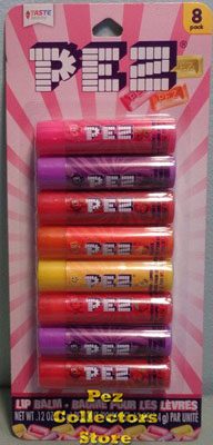 8 pack Pez Flavored Lip Balm