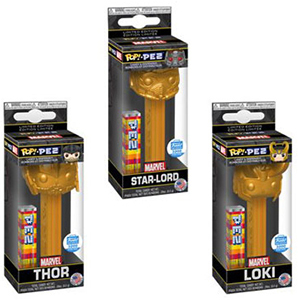 Funko Pop Up Shop Gold Marvel POP!+PEZ Set