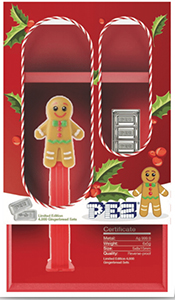 PAMP Suisse Gingerbread Man pez with Silver Pez Candy bricks