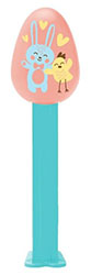 2026 Salmon colored Easter Egg Pez with Blue Bunny and Yellow Chick